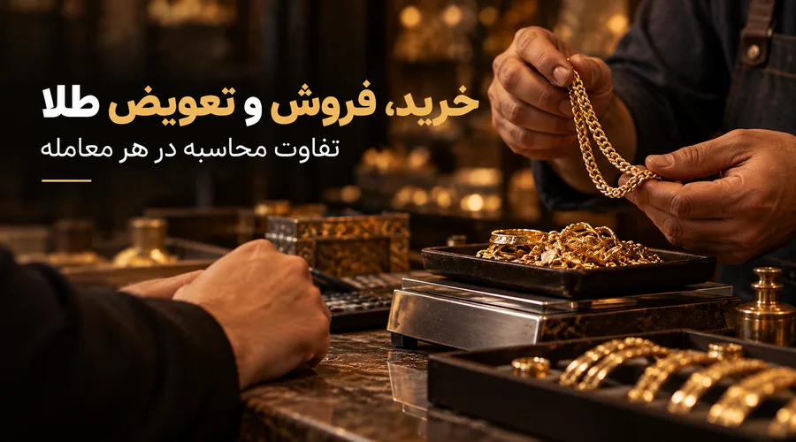 خرید فروش و تعویض طلا و محاسبه هر معامله در طلافروشی